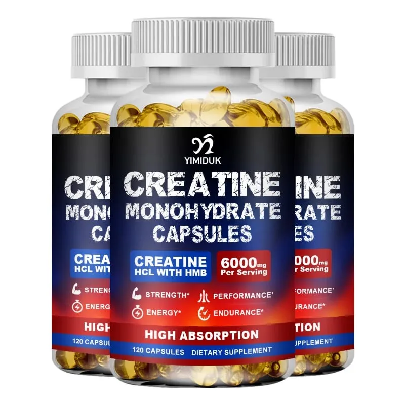 Creatine Monohydrate 6000mg Kapslar med Creatine HCL & HMB Boost Lean Muscle Förbättra träningsuthållighet Lättare muskeltrötthet — image 10