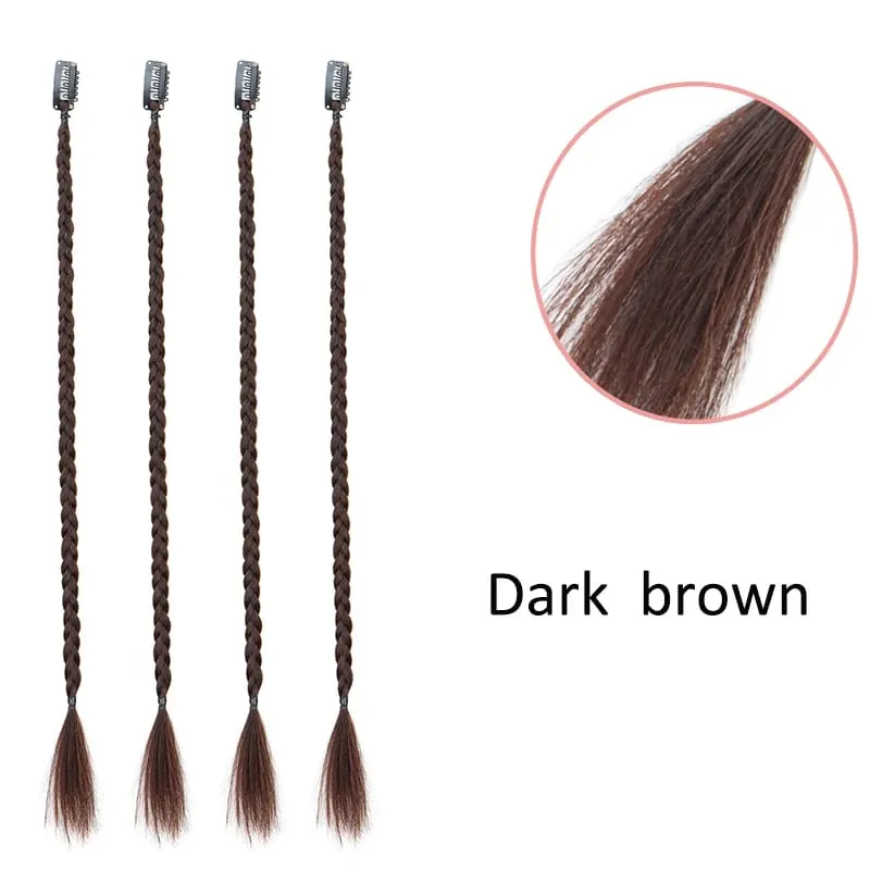 4 ชิ้น 20 "ยาวคลิปสังเคราะห์ในกล่อง Braid Hairpiece Extension Boho ทรงผมเส้นใยอุณหภูมิสูงทุกวันเครื่องแต่งกาย party K-POP — image 13