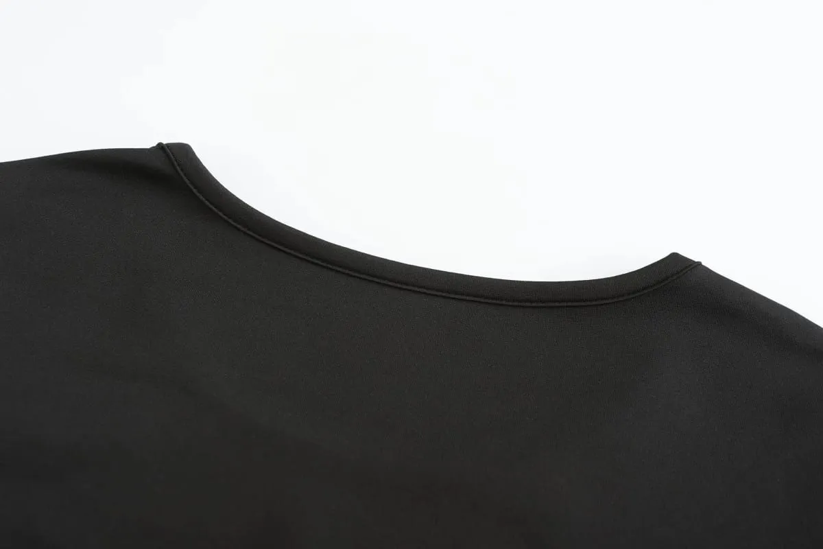 Elegant Black White Simple Print Mid-Stretch Dress Stylish Elasticity Alluring Skirt for Women — image 4