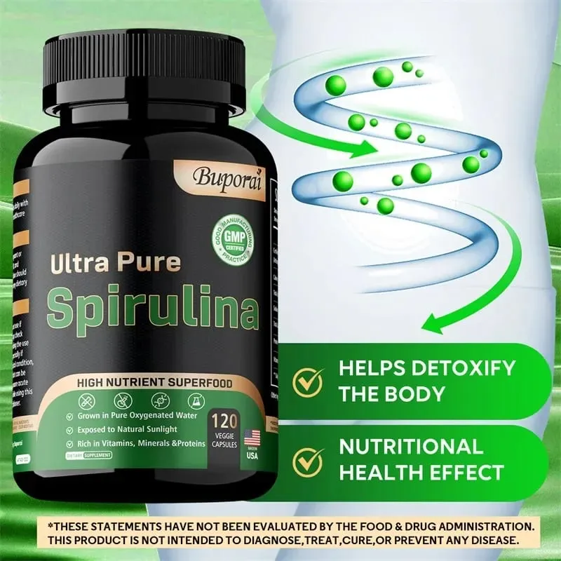 Spirulina Organik - Detoksifikasi Sistem Imun Antioksidan Kardiovaskular Meningkatkan Kesihatan PencernaanSuplemen Tambahan — image 1