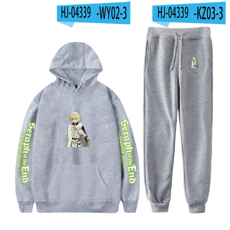 Harajuku Comfortable Seraph of the End Print Sweatshirt Sweatpants Suit Hoodies+ Trousers Suit Boys/Girls 2 Piece Set Clothes — image 21
