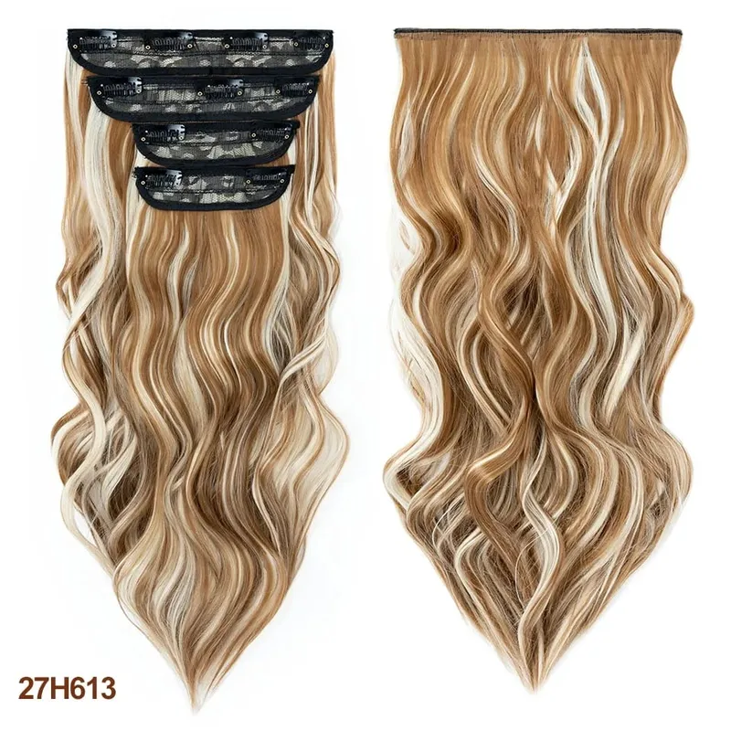 4 pièces ensemble pince dans les Extensions de cheveux mettre en évidence ondulé bouclés longs postiches synthétiques pour les femmes 22 pouces 180g pinces à cheveux cheveux — image 20