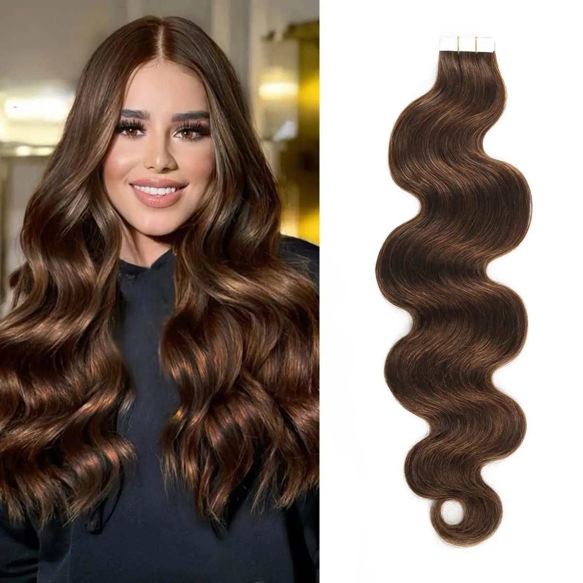 20 ชิ้น/แพ็คเทปต่อผมมนุษย์ Body WAVE เทปต่อผมมนุษย์จริงไม่มีรอยต่อเทป Real Human Hair EXTENSION — image 9