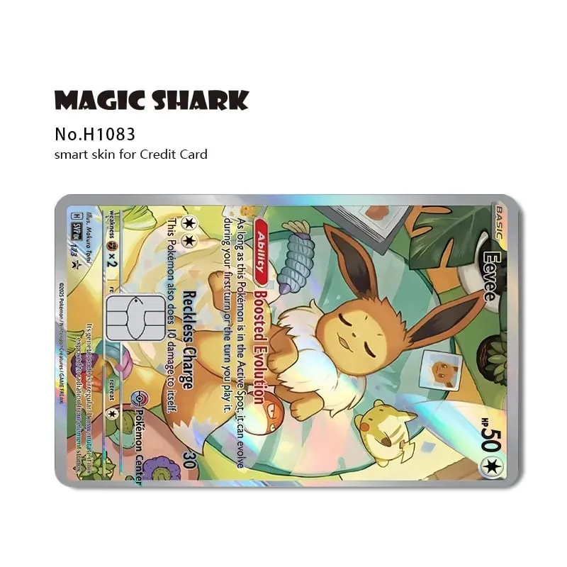 ماجيك القرش ميو تشاريزارد EX Eevee Gengar بيكاتشو TCG بطاقة ثلاثية الأبعاد ليزر الجلد لاصق غشائي لبطاقة الائتمان البنك — image 21
