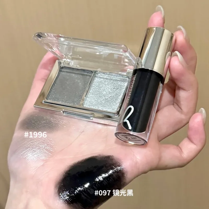 Hyntoor Black Lipgloss Glitter Gothic Gincu Set Dwi Warna Perak Matte Berkhasiat Dark Satin Metalic Kesan Berasap Harian — image 4