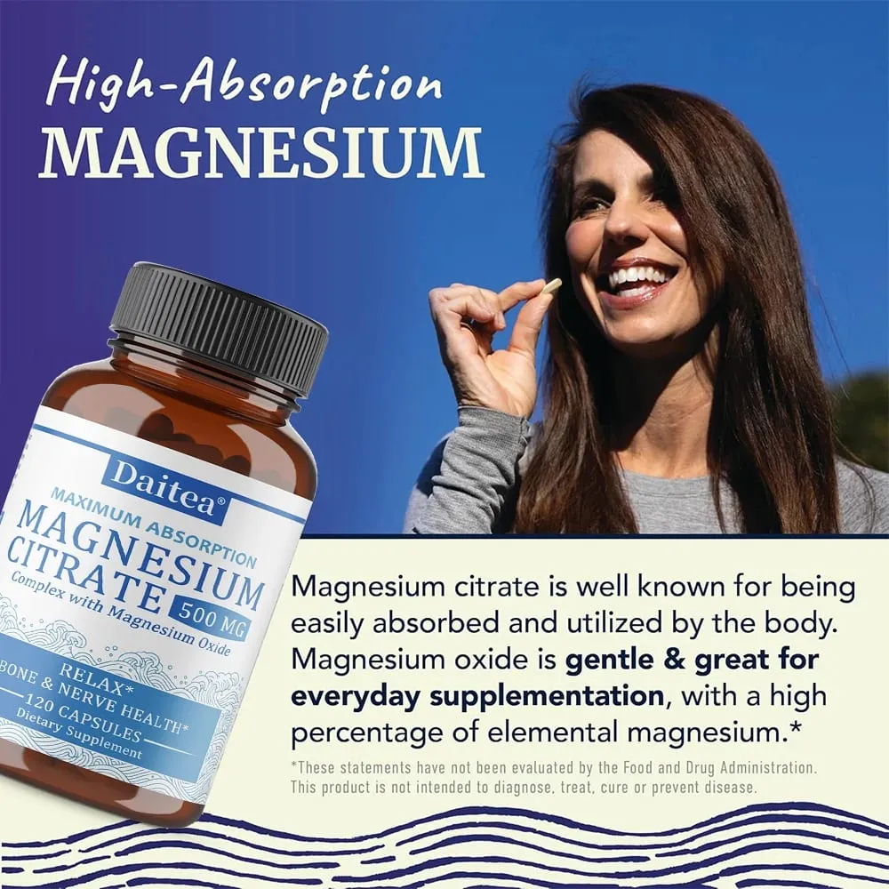 Sakin Rahatlama ve Sindirim Sağlığı Desteği için Magnezyum Sitrat Kompleksi 500 MG - Yüksek Emilimli Magnezyum Takviyesi — image 6