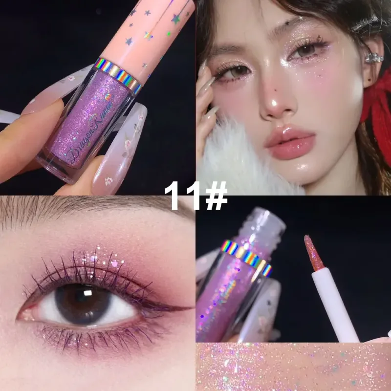 Paillettes blu Liquid Eyeshdaow Glitter Gel Penna per eyeliner metallizzata lucida Diamond Shimmer Strumento per il trucco di bellezza per occhi impermeabile