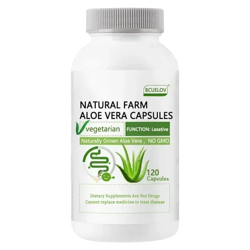 Natural Farm Aloe Vera Capsules - Relieve Body Constipation Help Balance Stomach Acid Support Gastrointestinal Comfort
