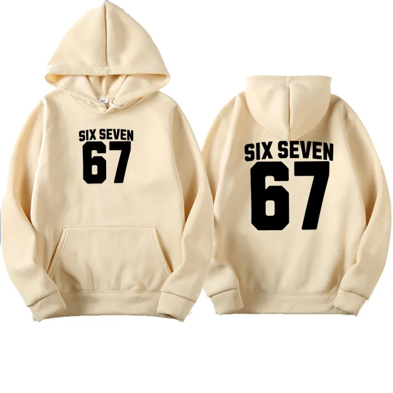 Felpa con cappuccio da uomo Six Seven 67 Numero Lettera Felpa pullover con stampa fronte-retro Manica lunga Allentata Casual Top con cappuccio Streetwear
