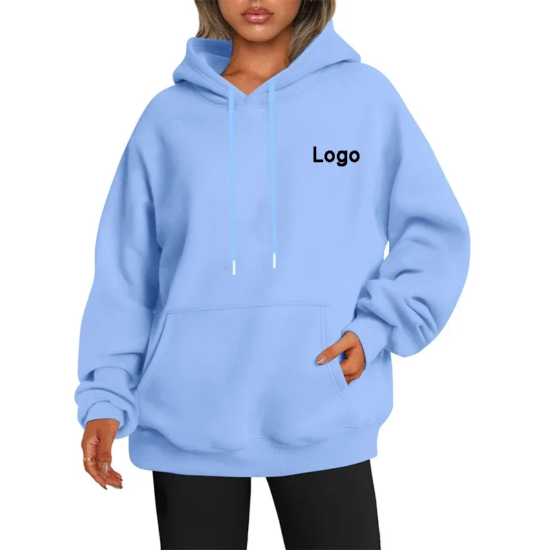 Hoodie Kebesaran Kustom Sweater Wanita Fashion Dicetak Longgar Lengan Panjang Bahu Manset Jatuh Sweater Ala Jalanan Sudadera — image 12
