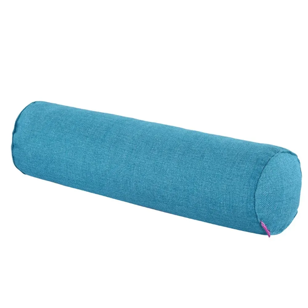 Coussin en tissu en forme de cylindre en lin, coussin de taille longue, doux et confortable, traversin bleu paon, pour la maison et le bureau, 1 pièce — image 2