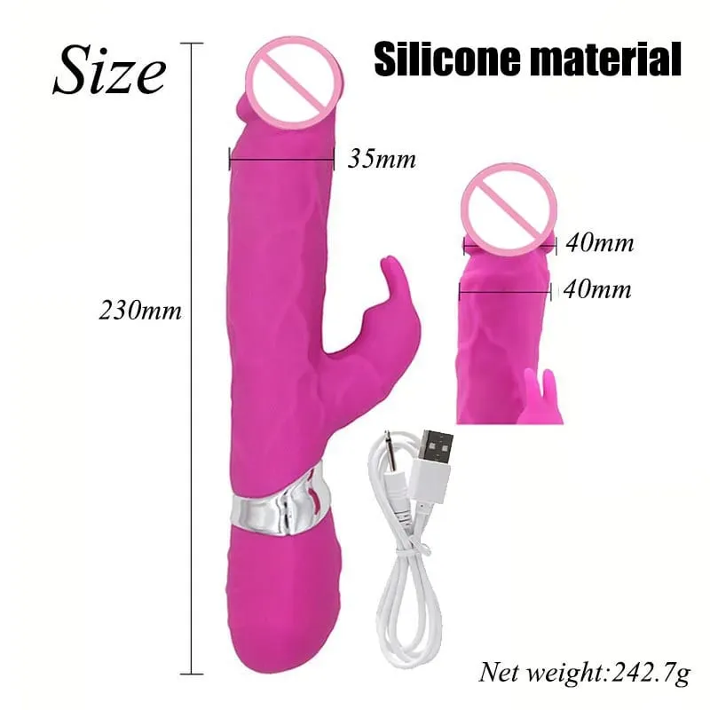 Silikon-Kaninchenvibrator, 3-in-1-G-Punkt-Klitoris-Analperlen-Stimulator, 10 Modi, stoßendes, vibrierendes Sexspielzeug für Frauen — image 11