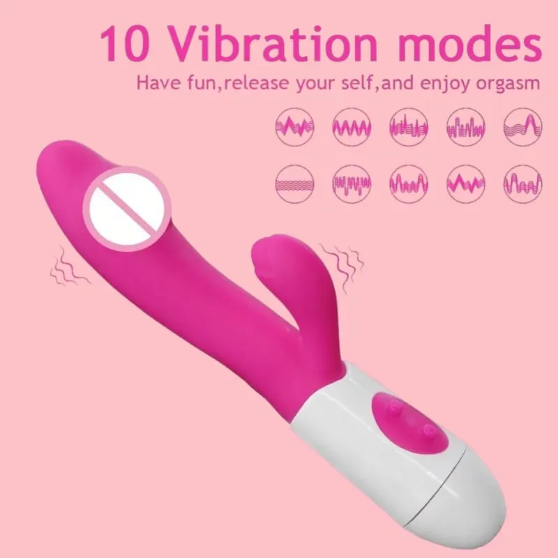 Silikon-G-Punkt-Kaninchen-Vibrator, Dual-Vibration, Klitoris-Massagegerät, 10 Geschwindigkeiten, wiederaufladbar, wasserdicht, Vergnügen, Sexspielzeug für Frauen — image 2