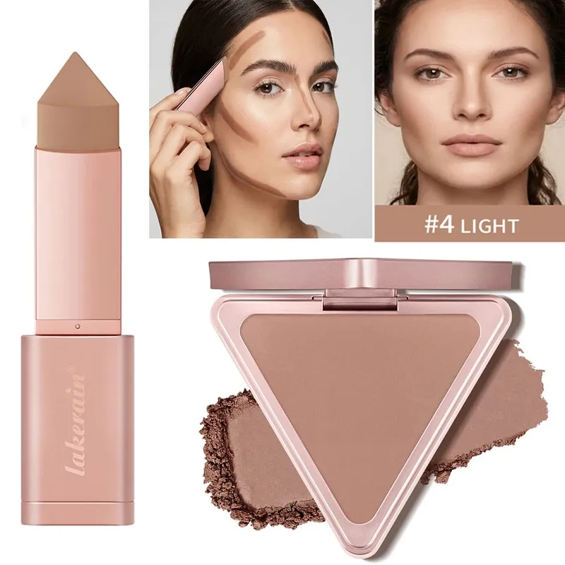 Paleta de ajuste de bronceador mate, barra bronceadora en crema en polvo para sombreado de contorno facial, efecto de maquillaje de larga duración, agua, 2 uds. — image 2
