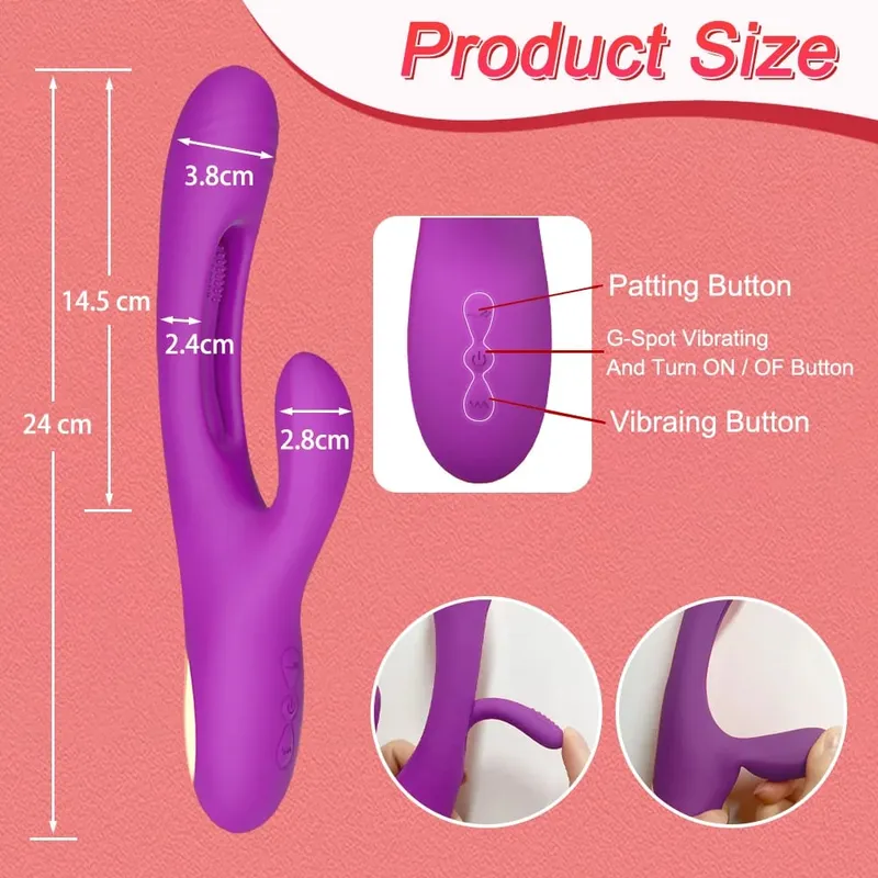 Lapací poklepávací vibrátor pro ženy Stimulátor klitorisu bodu G Dildo Vibrační masážní přístroj na bradavky vagíny Dámské pohlaví Tos Zboží pro dospělé — image 6
