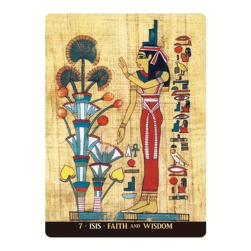 Egyptian Gods Oracle Cards - 12.6*8.9cm Ancient Egypt Divination Deck for Meditation Guidance - Papyrus Art Style — image 3