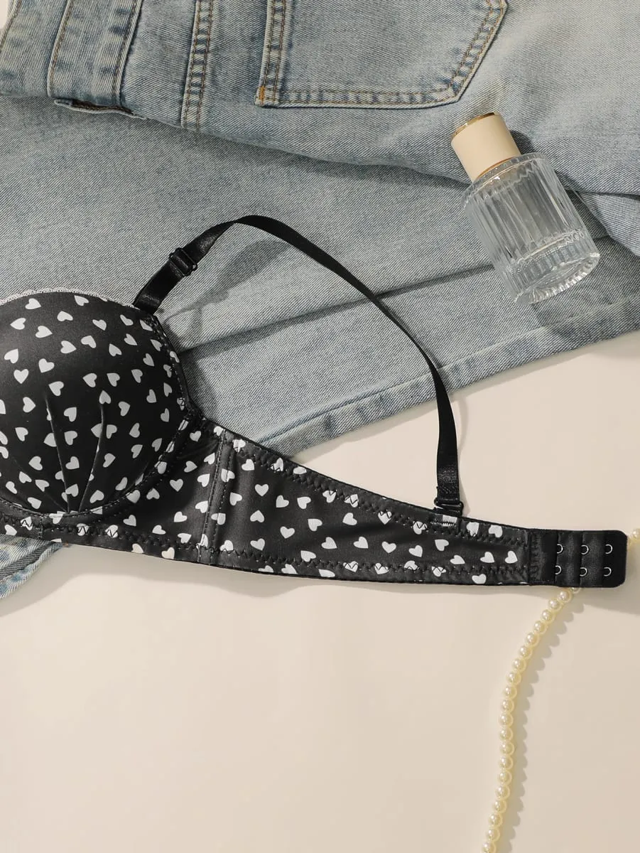 Hot selling 2 sexy printed pattern bras na may mga nakalap na push up adjustable shoulder strap underwear set A3122 — image 3