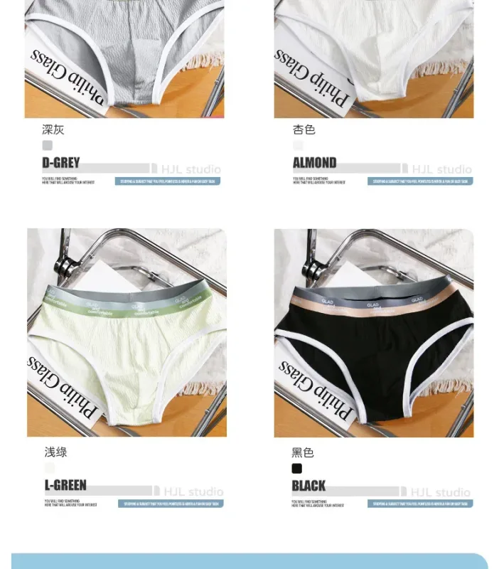 Letnie nowe męskie bawełniane majtki w jednolitym kolorze, minimalistyczna oddychająca cienka bielizna, modne kąpielówki męskie majtki bikini 3256812635450502 — image 11