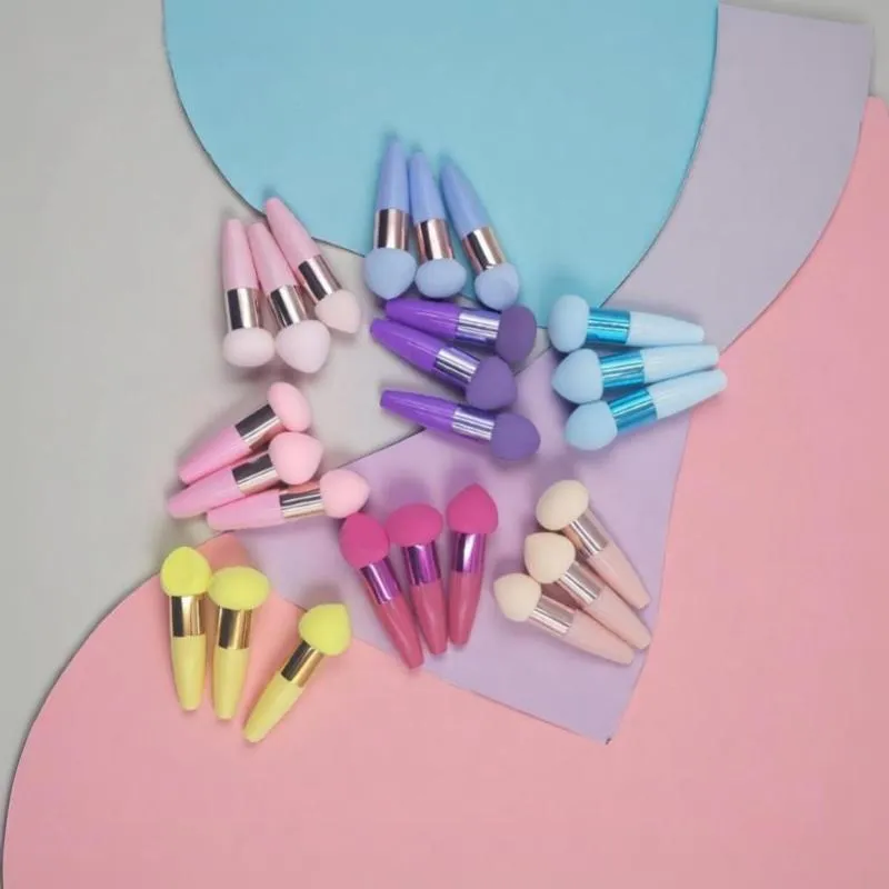(.) 3 pennelli per trucco a testa di fungo per donna, fondotinta in spugna, soffio di polvere con manico, strumento cosmetico a forma liscia — image 3
