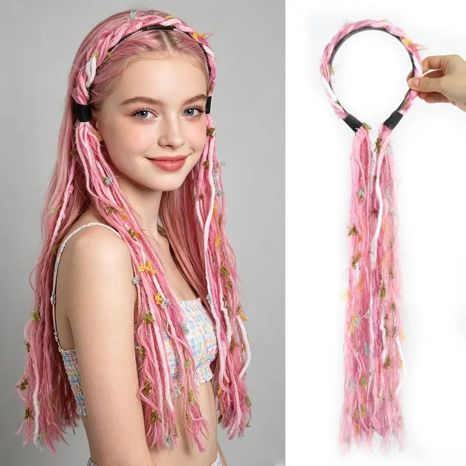Accessorio per capelli bohemien con fascia lunga nappa colorata Maillard in peluche adatto per feste femminili — image 22