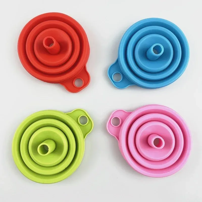 1/3/5/10 pcs S L Folding Silicone Funnel for Filling Bottles Kitchen Silicone Funnel Collapsible Kitchen Gadgets Oil Filler — image 4