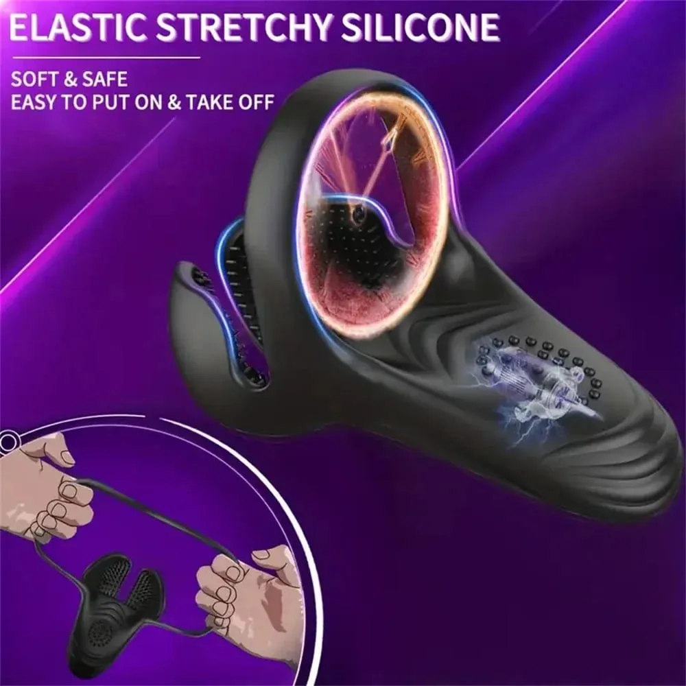 Penggetar Cincin Zakar Zakar untuk Lelaki Perangsang Testis Tanpa Wayar Lelaki Alat Kawalan Jauh Glans Massager Masturbator Mainan Seks untuk Lelaki 18+ — image 3