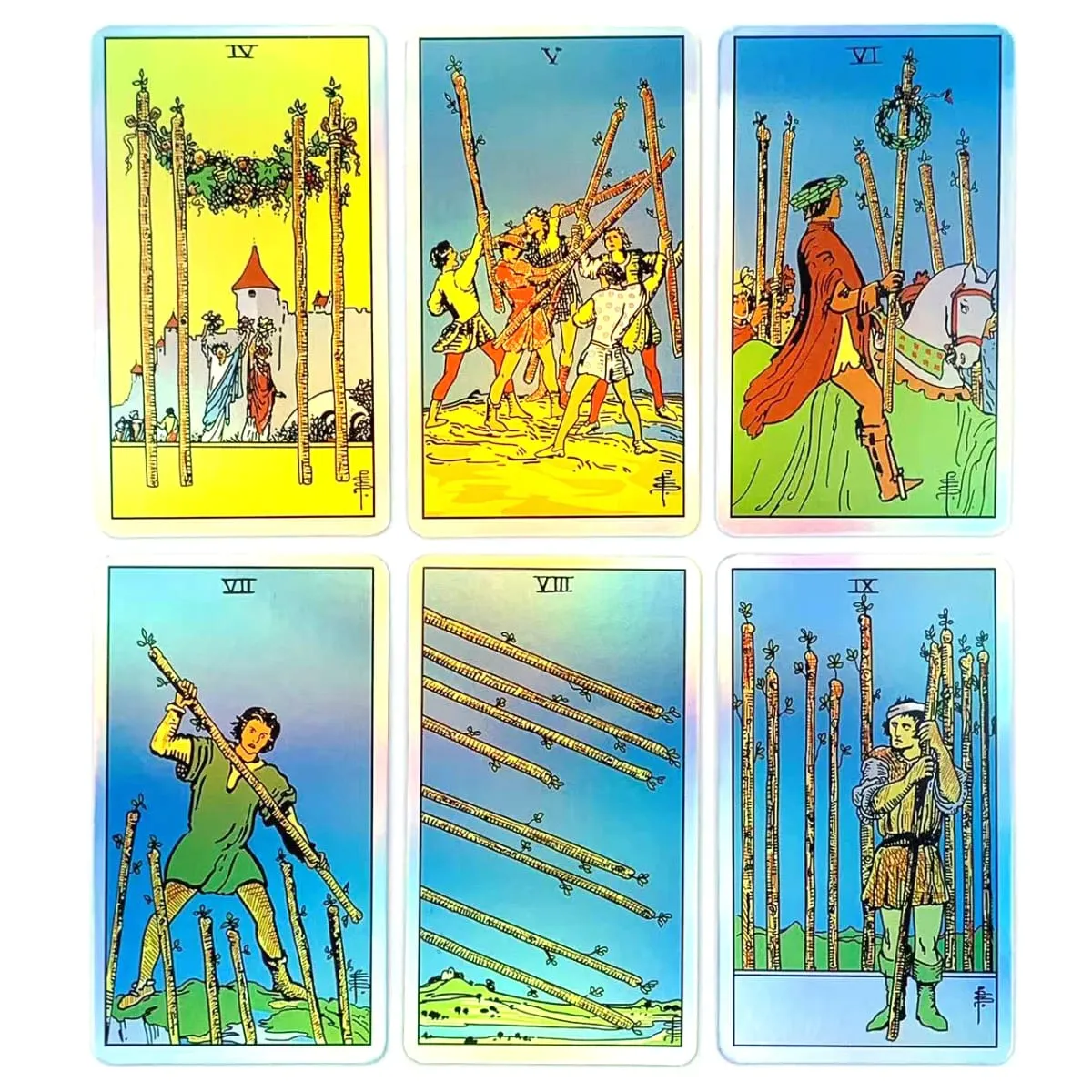 Jeu de Tarot holographique arc-en-ciel classique, 78 pièces, cartes de Tarot irisées avec guide de Divination, carte Oracle pour débutants