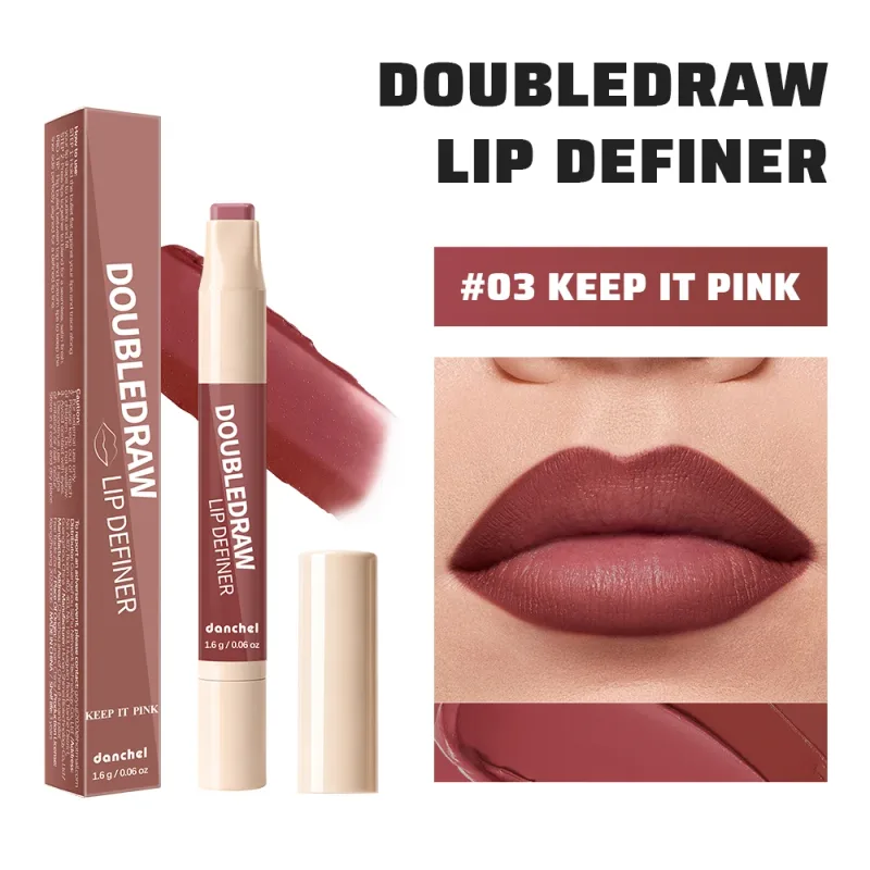 Double Draw Lip Definer 2 In 1 Lip Liner And Lip Gloss Silky Cream Texture Long Lasting Hydrating High Pigment Waterproof Makeup — image 12