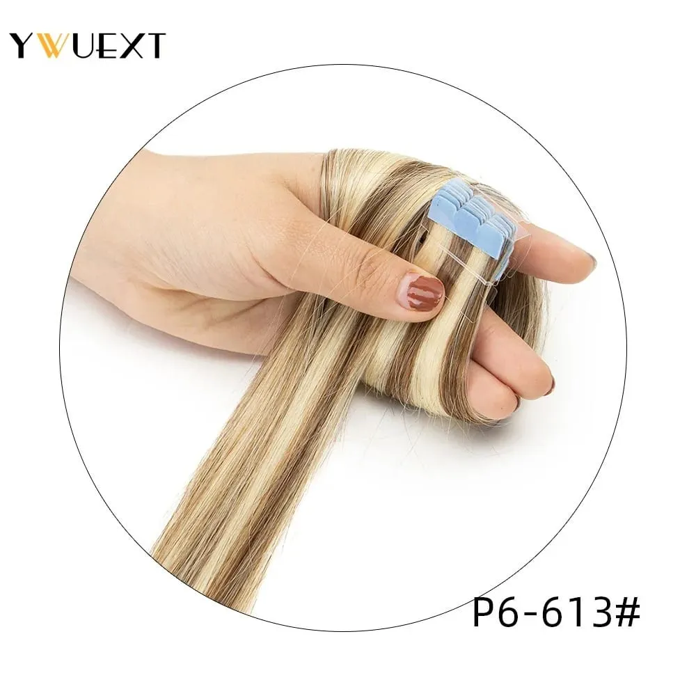 Mini taśma w doczepach z ludzkich włosów prosta naturalna czerń 1B # wykonane maszynowo włosy Remy 10 sztuk/paczka niewidoczna taśma do włosów — image 12