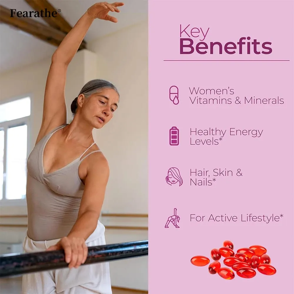 Multi-capsules quotidiennes pour femmes - Multivitamines quotidiennes antioxydantes pour soutenir l'énergie et la santé immunitaire - 120 gélules — image 3