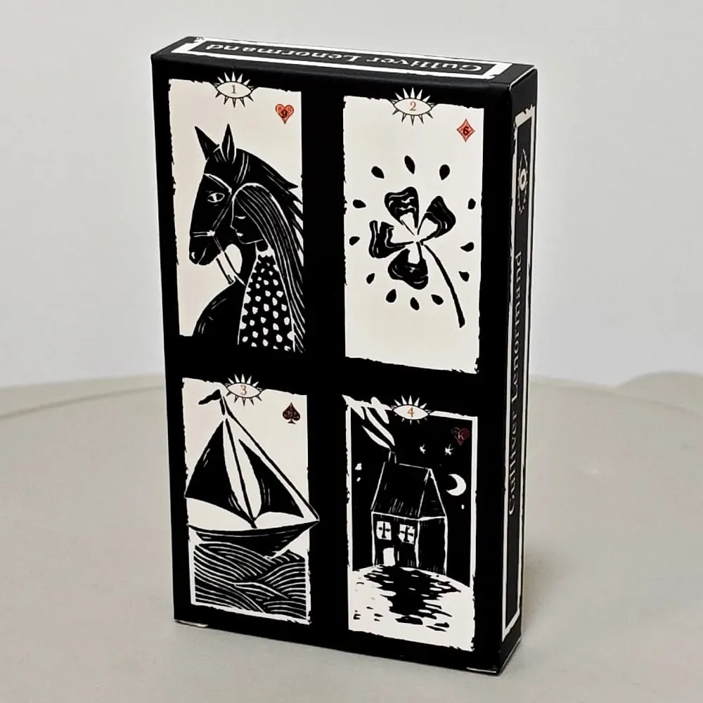 Gulliver Lenormand Oracle Deck 10,3*6cm – 36 Karten Minimalistische schwarz-weiße Linolschnittkunst — image 2