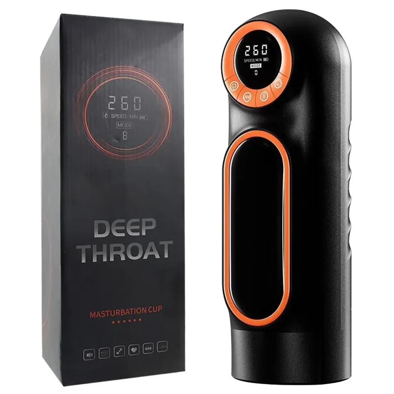 Cawan Melancap Menghisap Teleskopik Automatik Dengan Paparan LED Melancap Faraj Mesin Seks Blowjob Alat Seks Dewasa untuk Lelaki