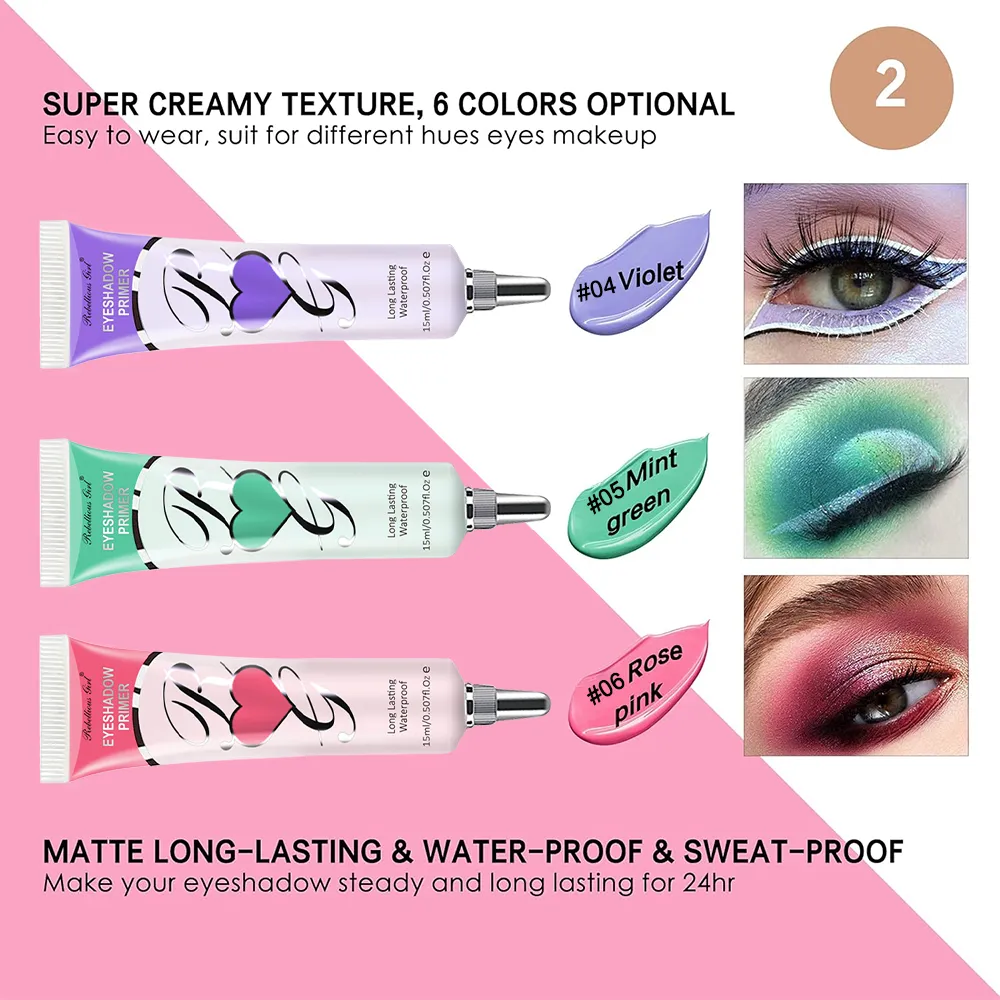 Primer per ombretto opaco in 6 colori – Base per occhi anti-piega per il controllo dell'olio Primer per la correzione del colore resistente alle sbavature a lunga durata — image 4