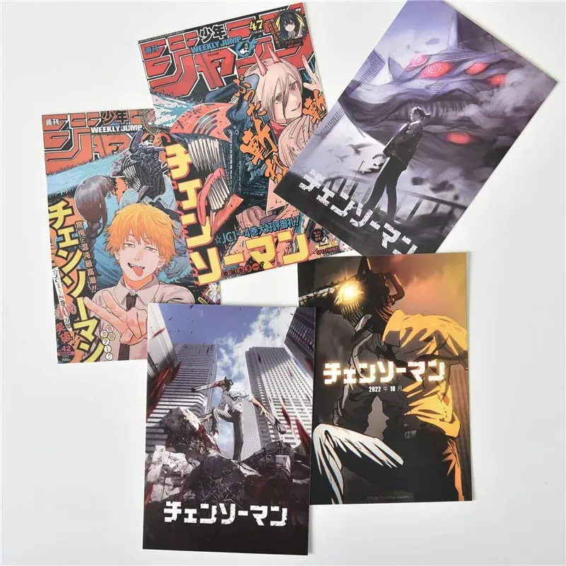 10 ชิ้นญี่ปุ่น Anime Chainsaw Men ตัวอักษรโปสเตอร์สติกเกอร์โปสการ์ดของขวัญ Home Study Room Wall ตกแต่งพื้นหลังภาพภาพวาด — image 2