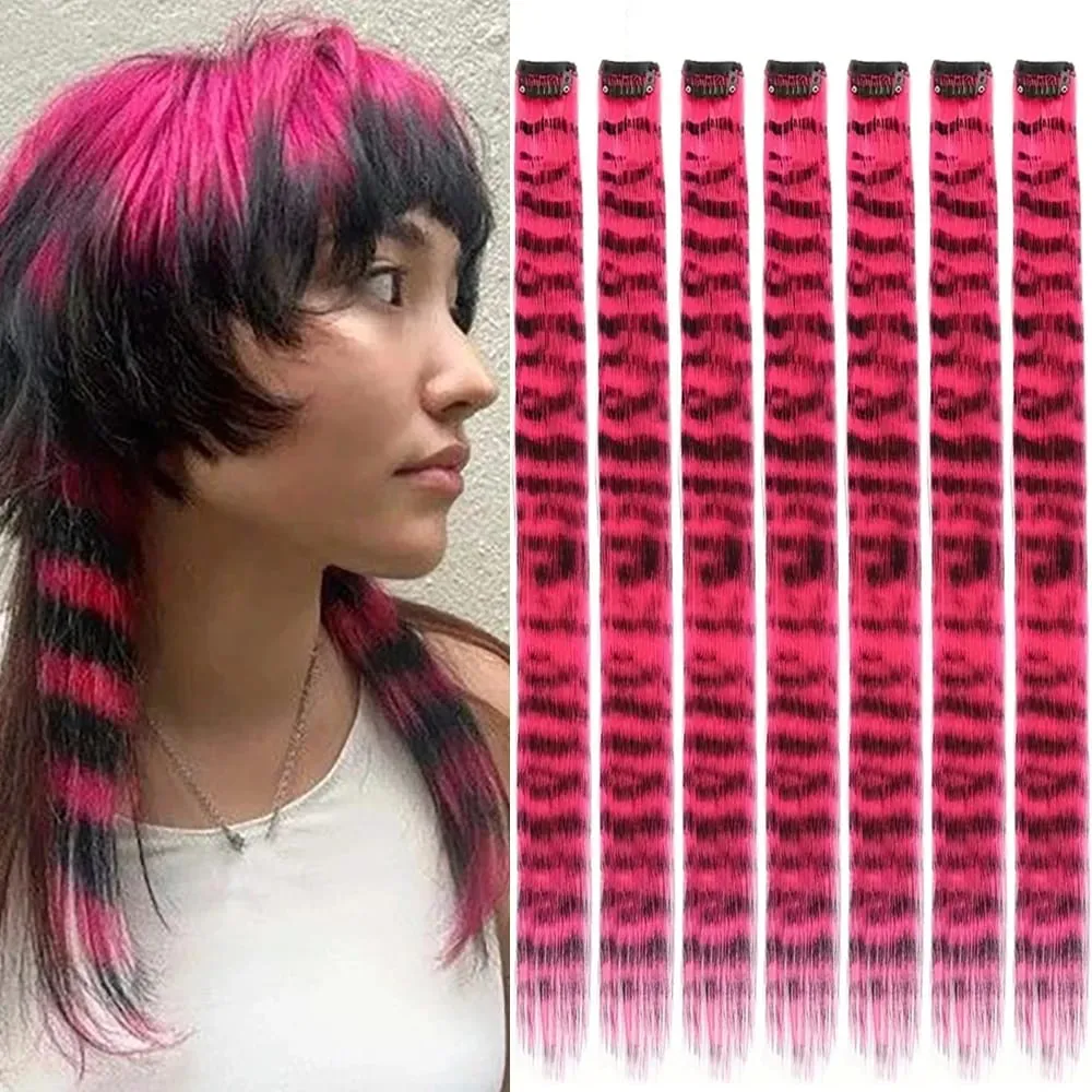 18 '7 ชิ้น Rainbow ยาวตรง Zebra พิมพ์สังเคราะห์ Feather คลิปในส่วนขยายของผมสำหรับผู้หญิงเหมาะสำหรับวันฮาโลวีนคริสต์มาส — image 14