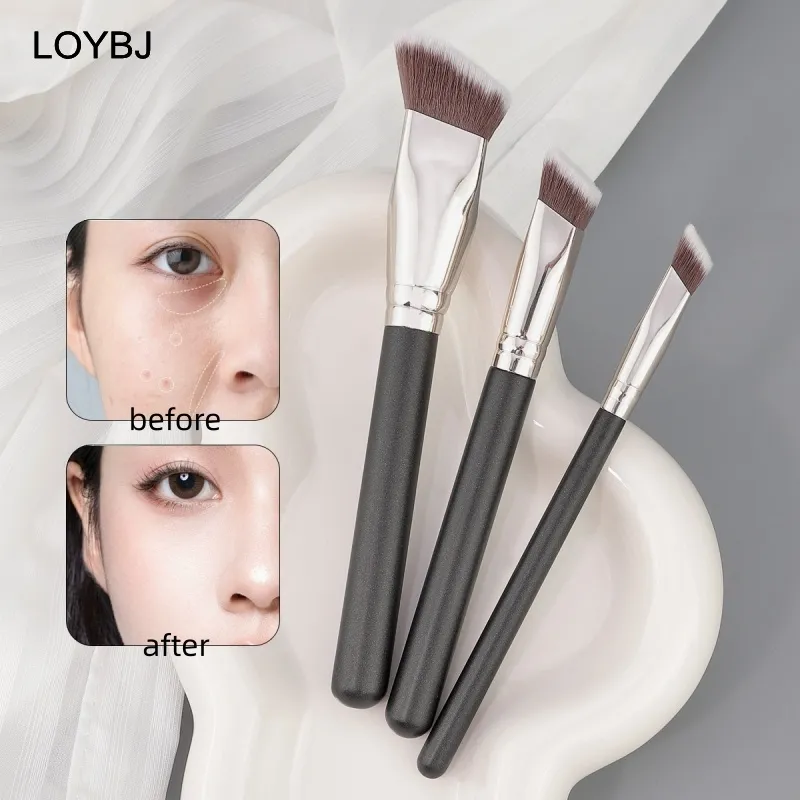 3pcs Angled Foundation Makeup Brush Set Propesyonal na Makeup Brushes para sa Liquid Foundation Cream BB Concealer Women Beauty Tools — image 2