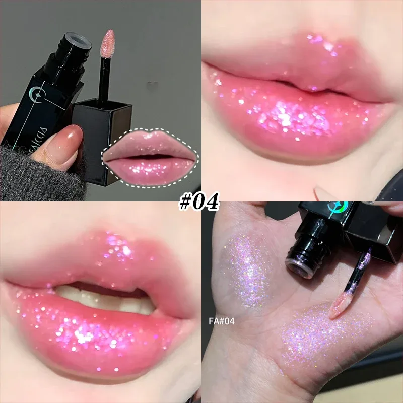 8 가지 색상 글리터 워터리 립 글로스 다이아몬드 진주 빛 메탈릭 립스틱 지속 모이스춰 라이징 끈적 거리지 않는 할로윈 파티 메이크업 — image 11