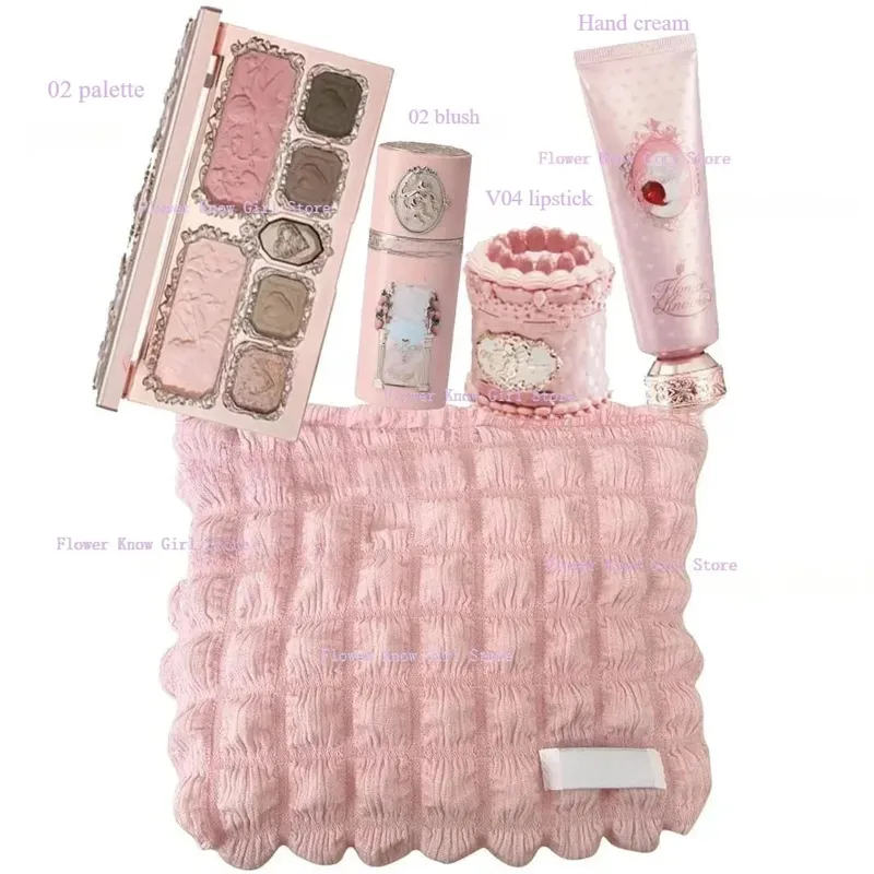 Flower Know Strawberry Cupid Collection Makeup Kit Kompletní sada profesionálních obličejových paletek s očními stíny na rty s tuhými parfémy
