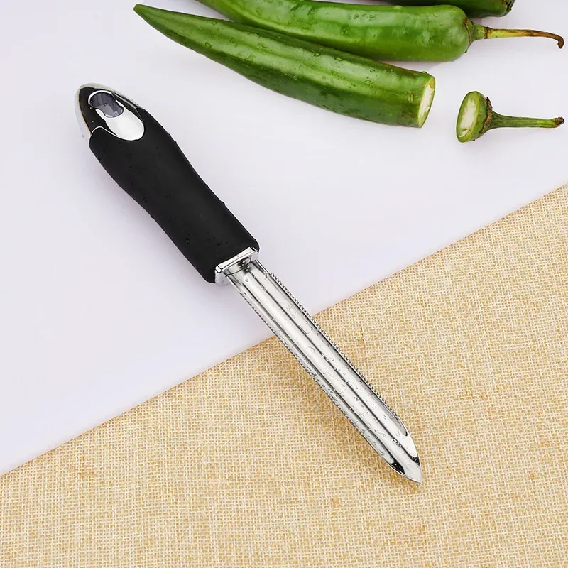 Chili Core EXTRACTOR แบบพกพาสแตนเลส Zucchini Courgette แตงกวา Corers พิเศษ Gadgets ครัวพร้อมขอบหยัก — image 9