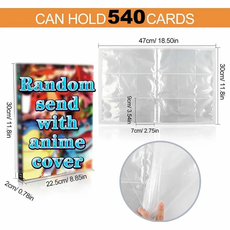 9 Pocket 540 Karten Sammelalbum Halter Binder Ordner Passend für Pokemon YuGiOh TCG Spiel Sport Fußball Anime Kartenaufbewahrung