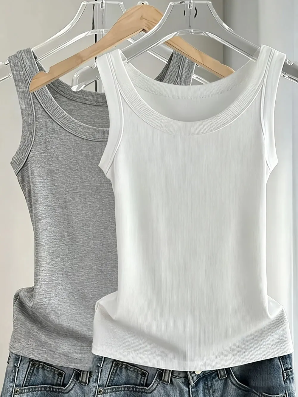 Y2K-Tanktop aus gerippter Baumwolle für Damen, Sommer, Basic, schmal, O-Ausschnitt, ärmellos, lässig, weich, atmungsaktiv, Weste, sportliche Kleidung, tägliches Unterhemd
