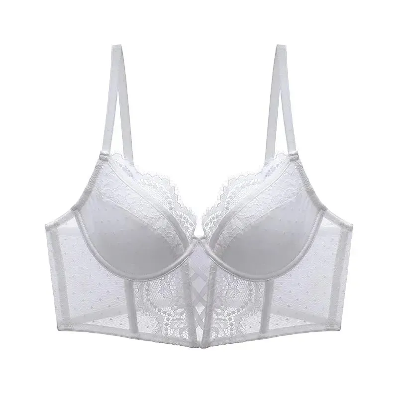 Set Seluar Dalam French Lace Push Up Mulher Thin Underwire Bra Sheer Ruched Chemise Lembut Petite Dada Kecil S-XL Petite Elegance — image 8