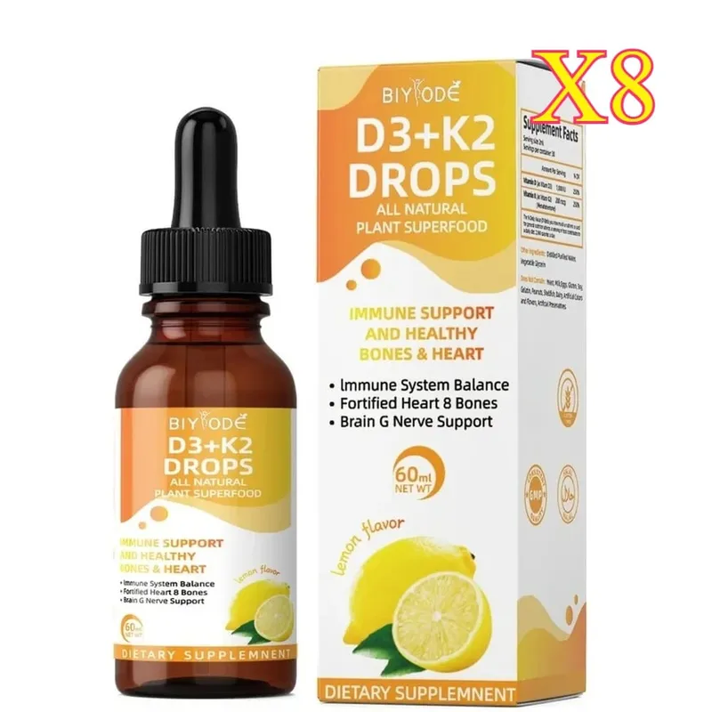 Vitamine D3 K2 Gouttes liquides Absorption du calcium et soutien osseux 1000 UI D3 au goût de citron K2 60 ml 30 portions — image 12