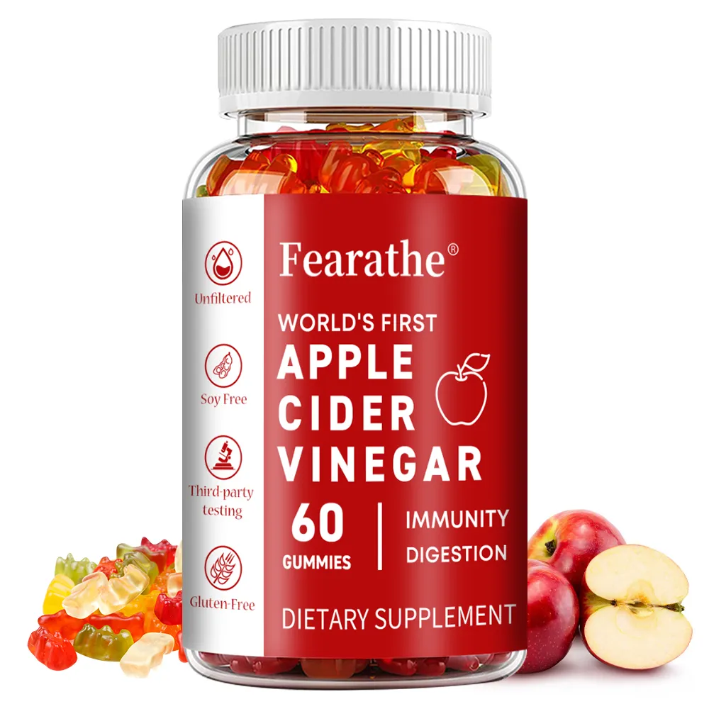 Gummies all'aceto di mele - 60 caramelle gommose vegane - Integratore ACV per la disintossicazione, il metabolismo, la digestione energetica e la salute dell'intestino — image 1