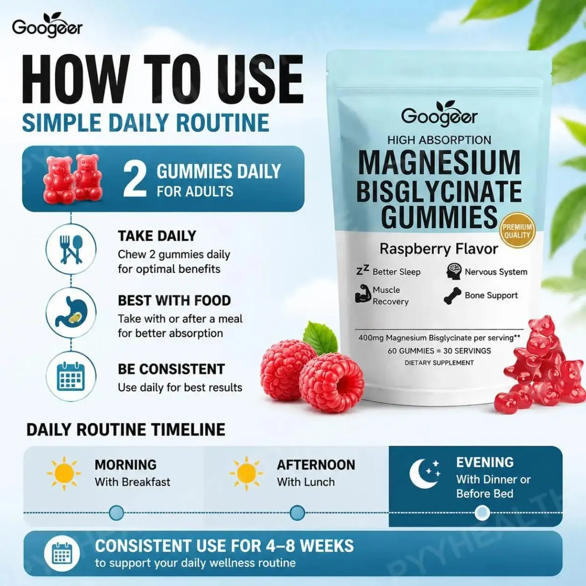 Caramelle gommose al bisglicinato di magnesio per il sonno dei muscoli ossei, il benessere del sistema nervoso con vitamina D3 e zinco 60 caramelle gommose — image 5