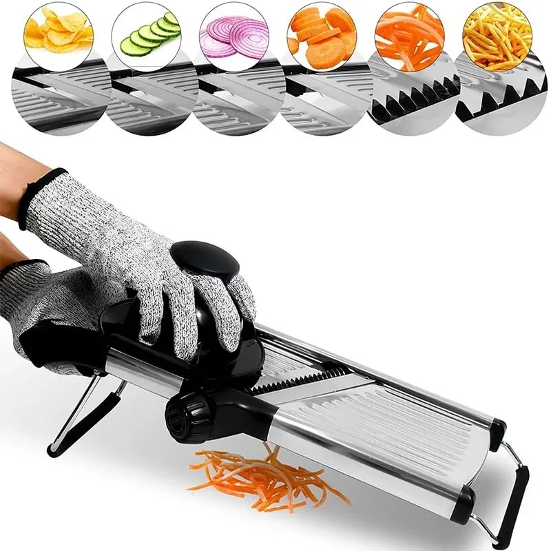 Mandolina regolabile Affettatrice in acciaio inox Affettatrice per verdure per patate Pomodoro Cipolla Carota JT213