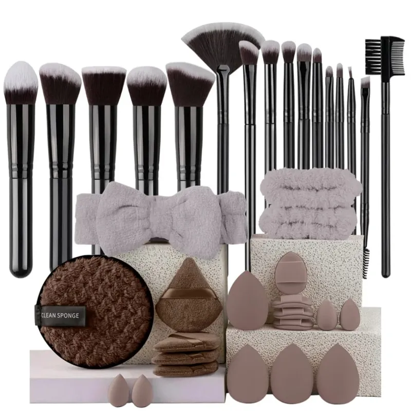 16 stk professionelt makeup børstesæt øjenskygge Contouring Foundation Highlight Indstilling Powder Blending Makeup Sponge Powder Puff — image 8
