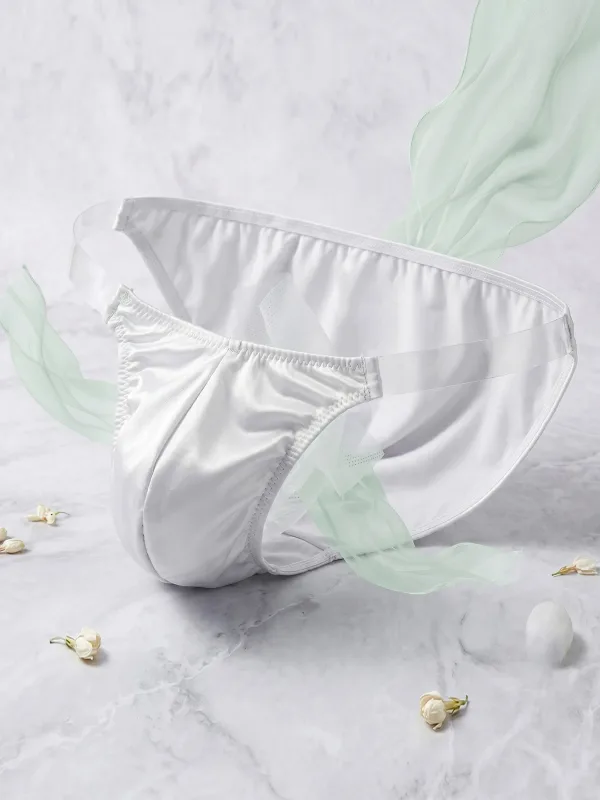 Raso di seta del ghiaccio come la biancheria intima da uomo Solido elasticizzato Slip a forcella alta Mutandine triangolari Custodia rigonfia Mutanda liscia e traspirante