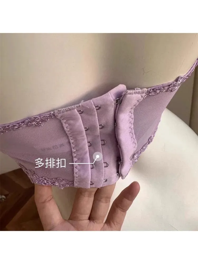 Reggiseno Minimizer Coppe Grandi DD+ | Set di biancheria intima da donna con fiocco a cuore e motivo a rombi, top snellente e sottile — image 6