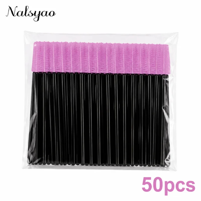 50 Pcs 일회용 실리콘 마스카라 스틱 애플리케이터 속눈썹 연장 메이크업 도구 눈 속눈썹 브러쉬 속눈썹 메이크업 브러쉬